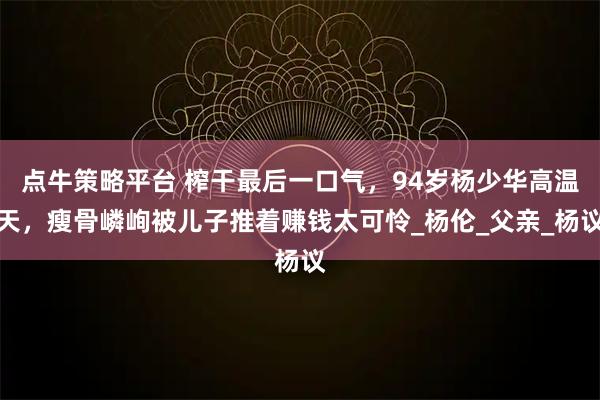 点牛策略平台 榨干最后一口气,94岁杨少华高温天,瘦骨嶙峋被儿子推着赚钱太可怜_杨伦_父亲_杨议